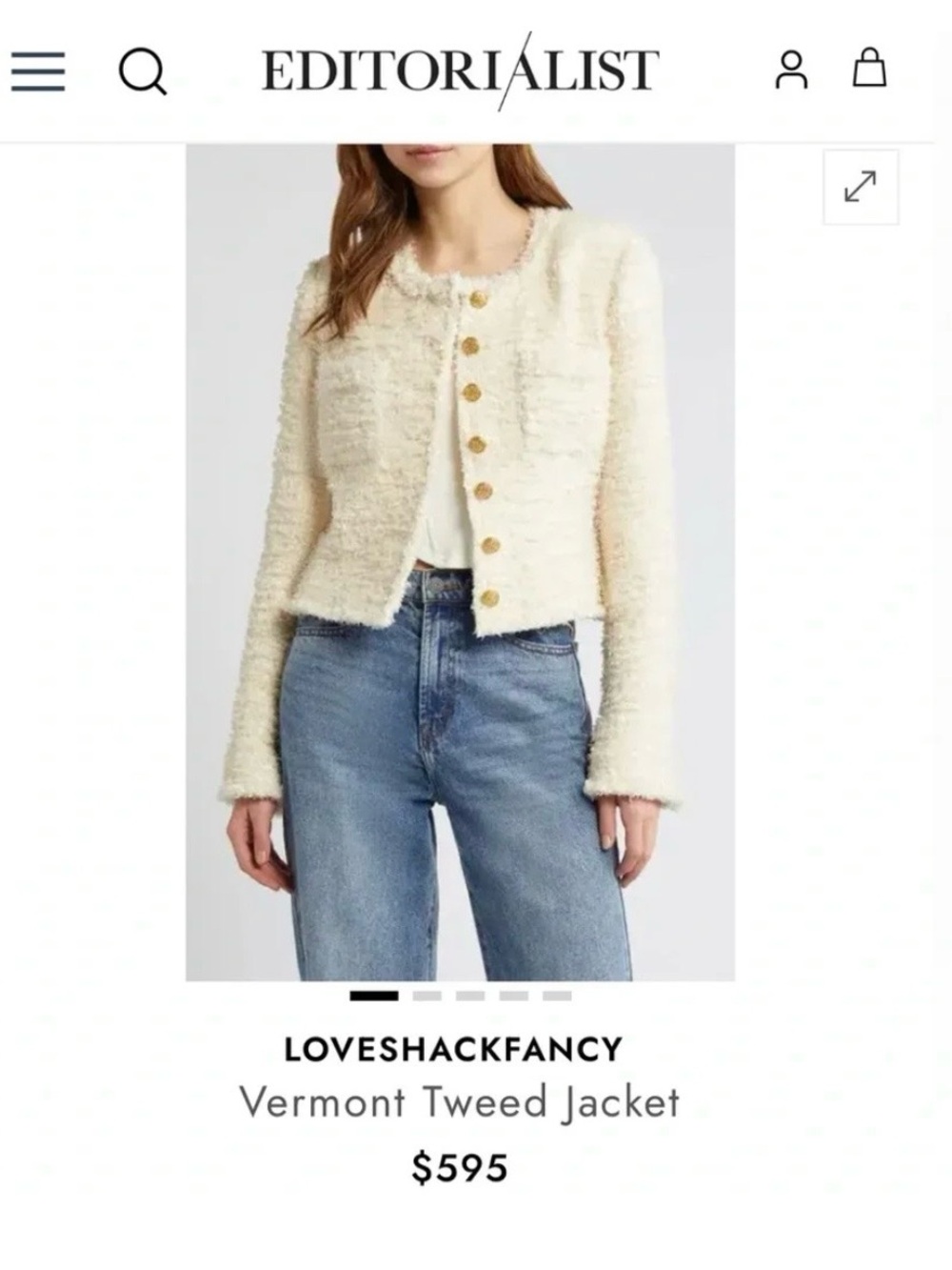 LoveShackFancy Cream Vermont Jacket (Size 2)